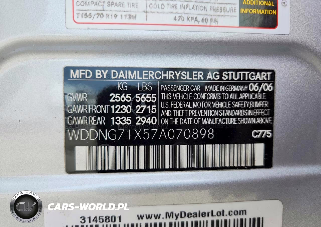 2007 Mercedes-Benz S 550 VIN:WDDNG71X57A070898 - 12