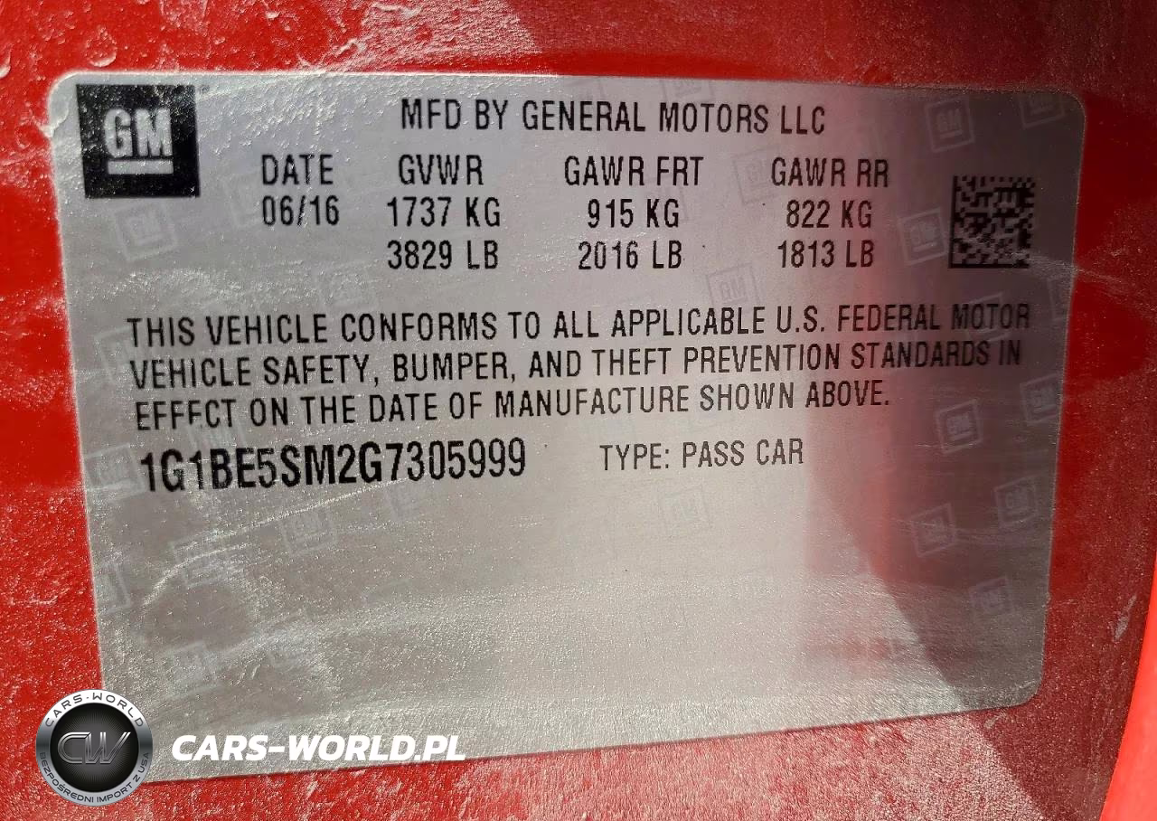 2016 Chevrolet Cruze Lt VIN:1G1BE5SM2G7305999 - 12