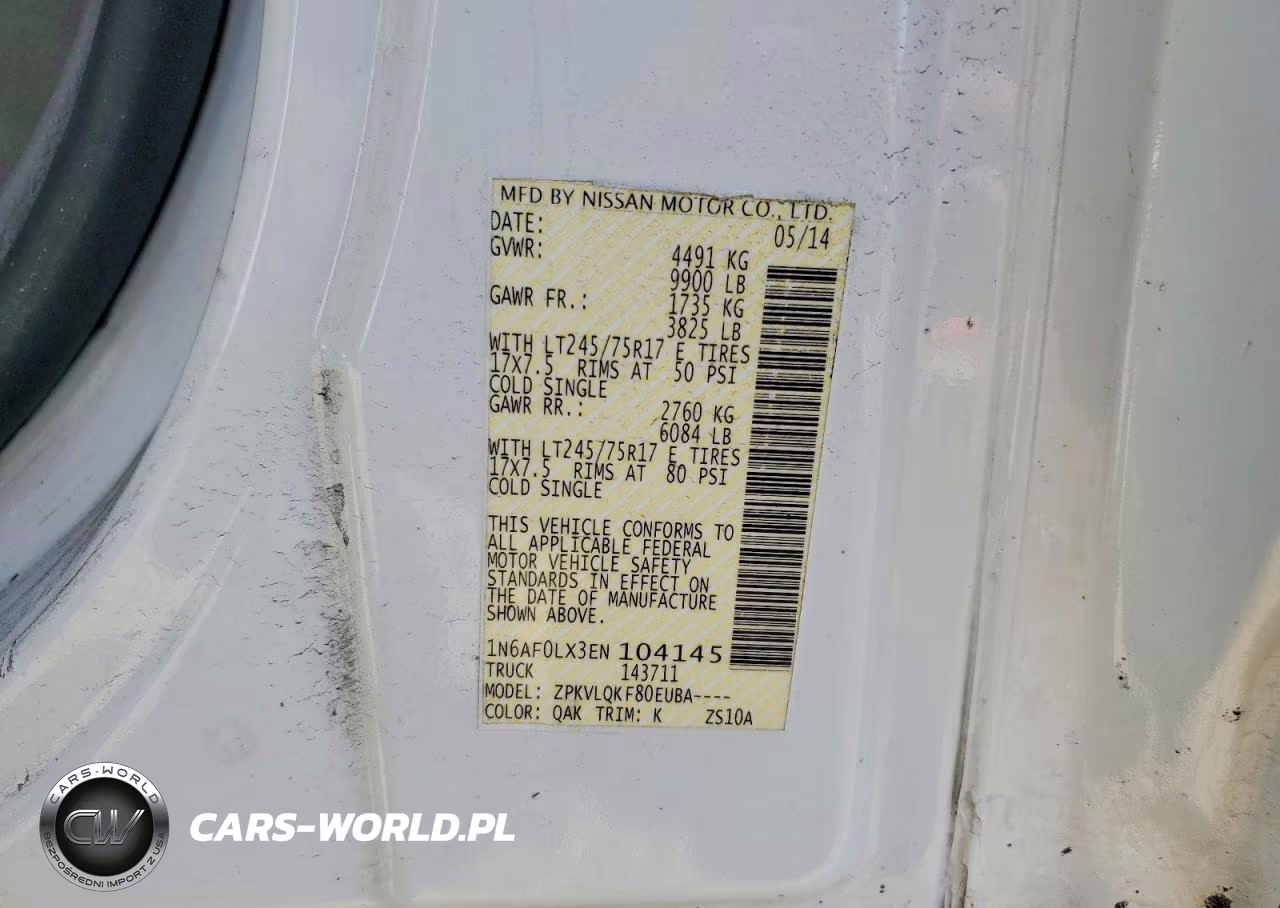 2014 Nissan Nv 2500 Delivery Van VIN:1N6AF0LX3EN104145 - 13