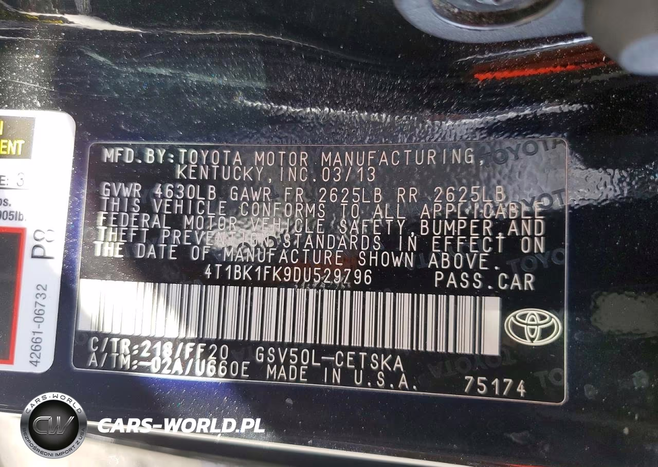 2013 Toyota Camry Se V6 VIN:4T1BK1FK9DU529796 - 12
