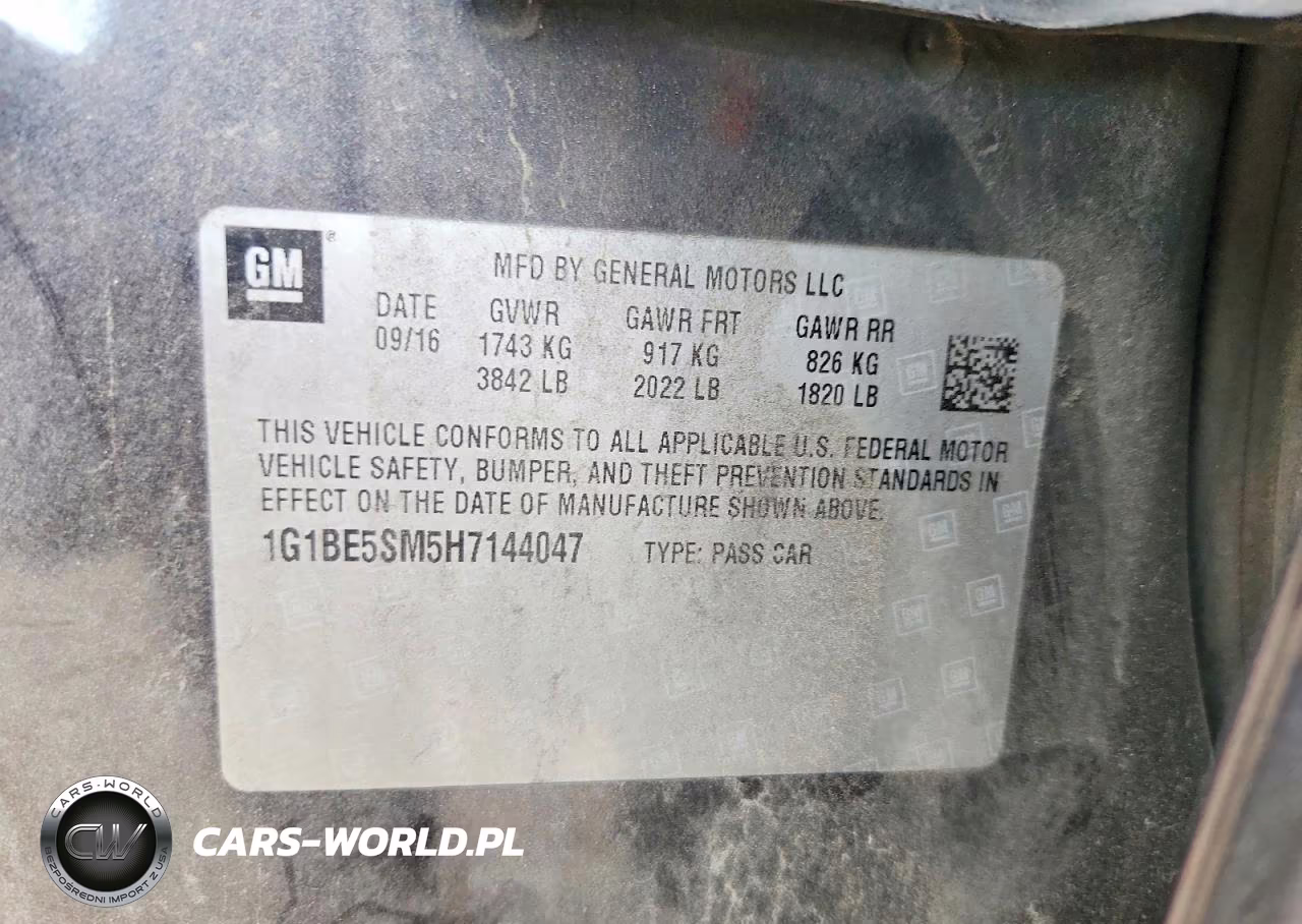 2017 Chevrolet Cruze Lt VIN:1G1BE5SM5H7144047 - 13