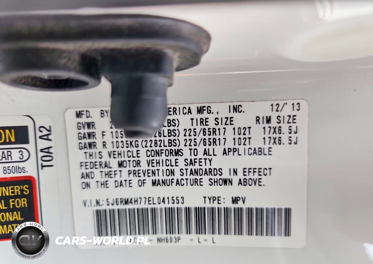 2014 Honda Cr-V Exl VIN:5J6RM4H77EL041553 - 13
