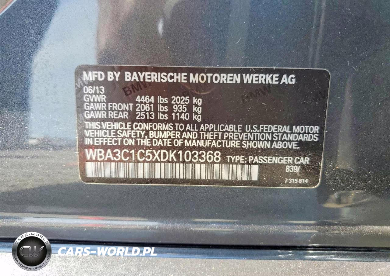2013 BMW 328 I Sulev VIN:WBA3C1C5XDK103368 - 12