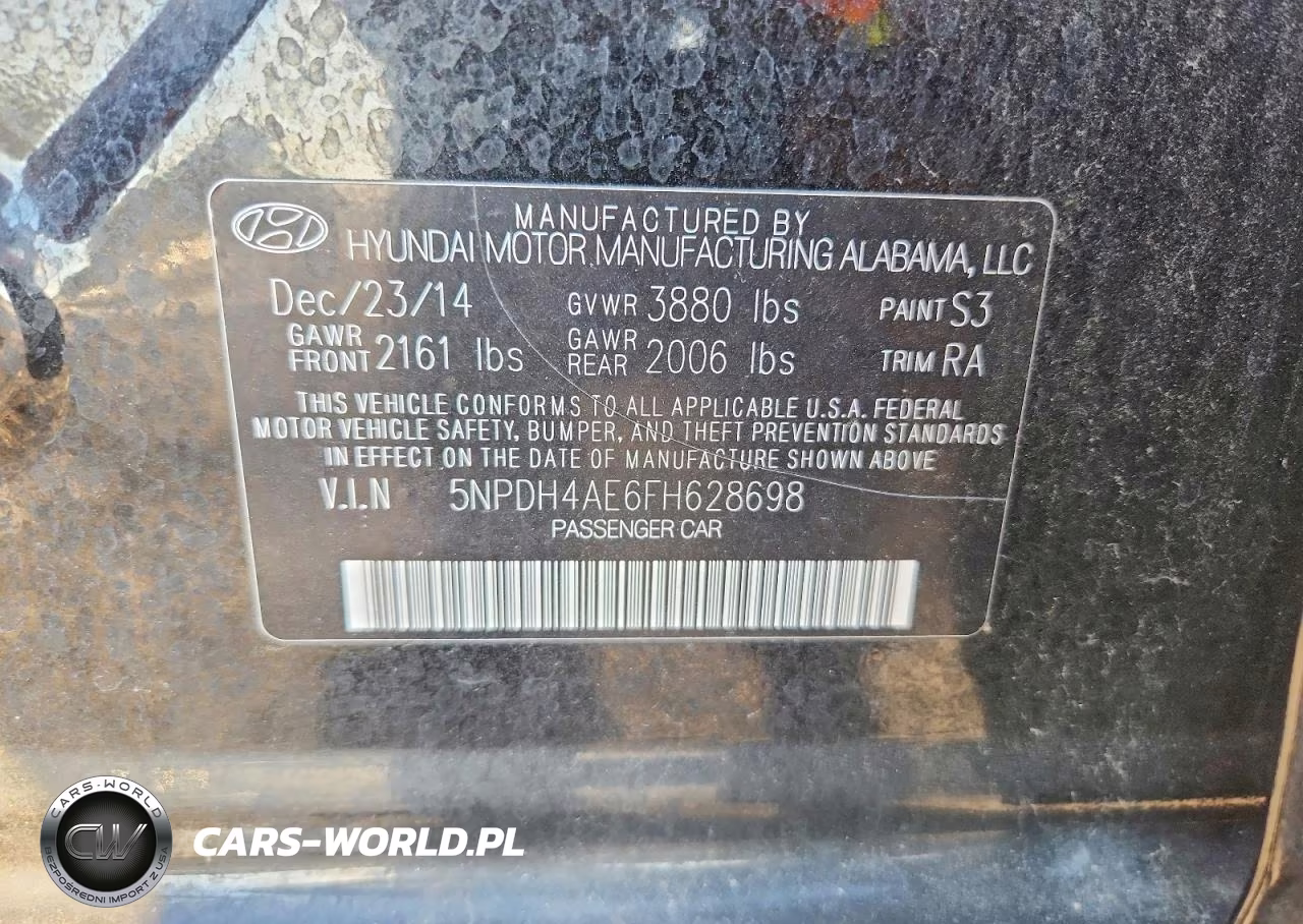 2015 Hyundai Elantra Se VIN:5NPDH4AE6FH628698 - 13
