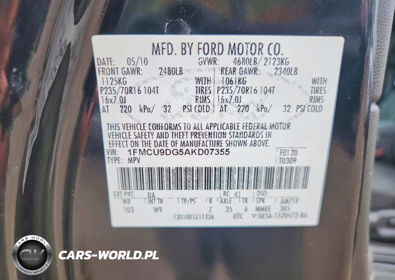 2010 Ford Escape Xlt VIN:1FMCU9DG5AKD07355 - 12