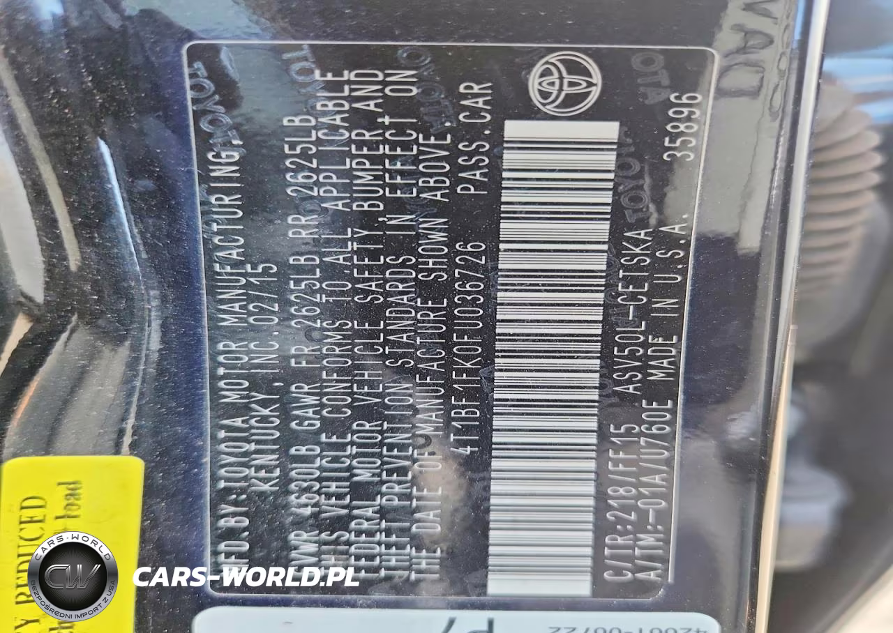 2015 Toyota Camry Se VIN:4T1BF1FK0FU036726 - 12
