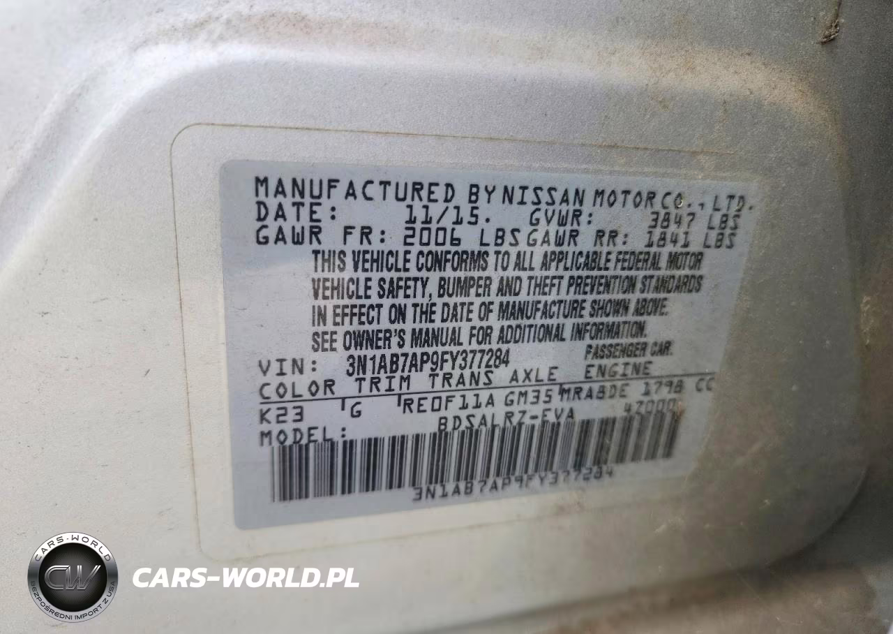 2015 Nissan Sentra Sr VIN:3N1AB7AP9FY377284 - 12