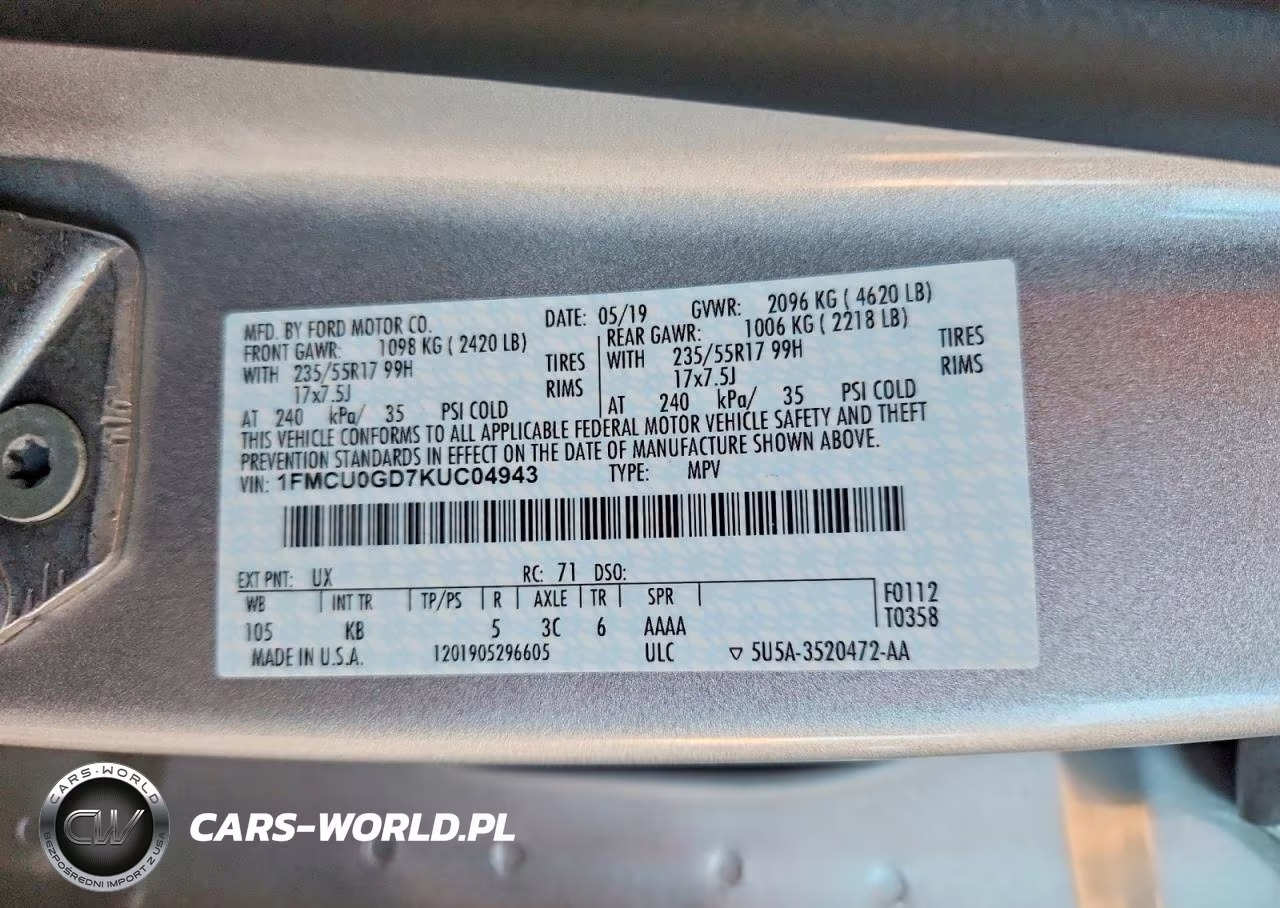 2019 Ford Escape Se VIN:1FMCU0GD7KUC04943 - 13