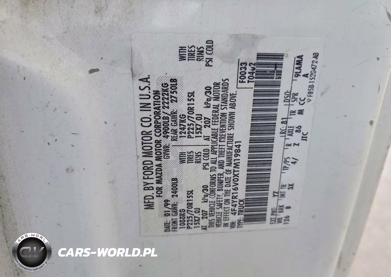 1999 Mazda B3000 Cab Plus VIN:4F4YR16V0XTM19841 - 12