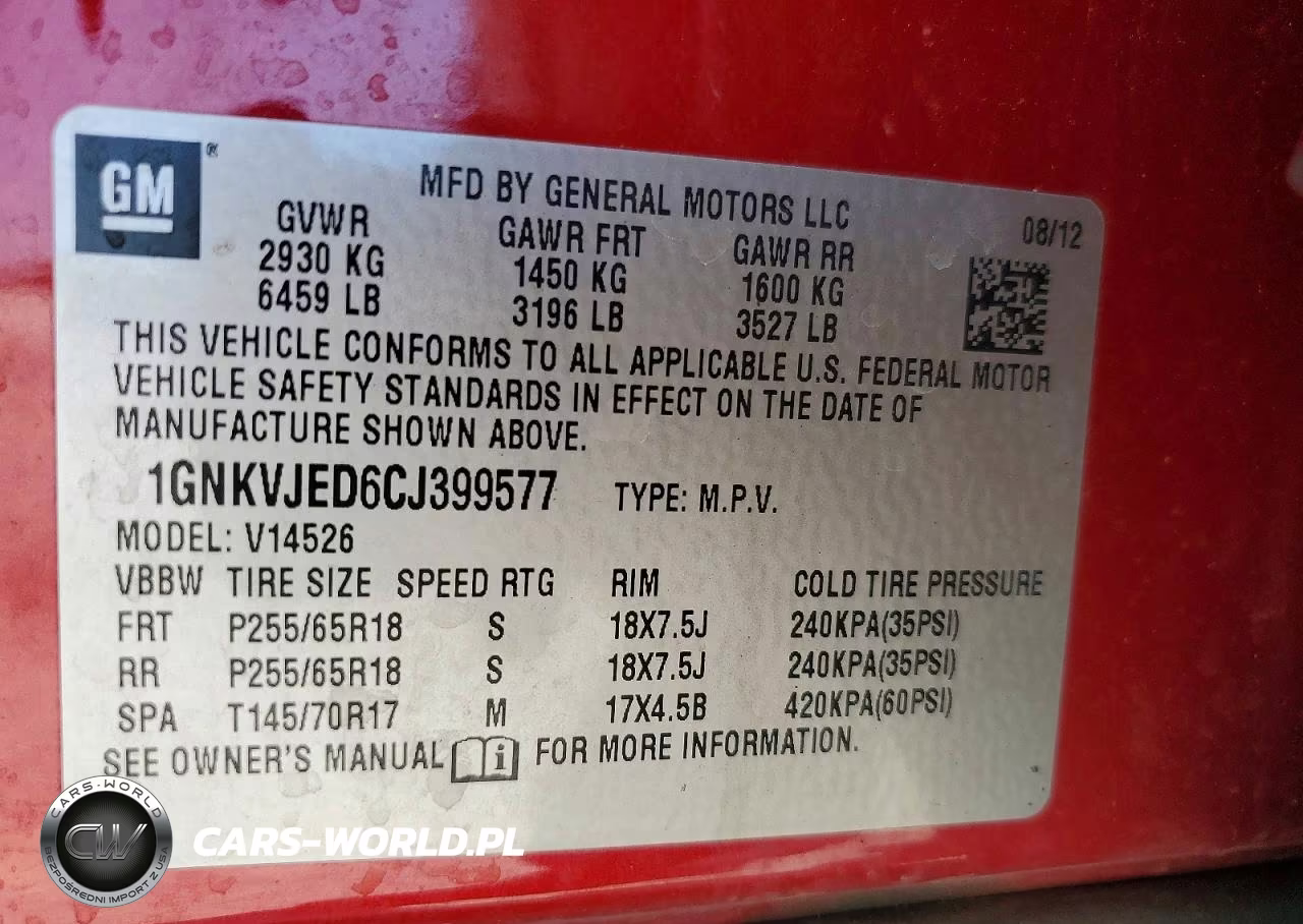 2012 Chevrolet Traverse Lt VIN:1GNKVJED6CJ399577 - 13