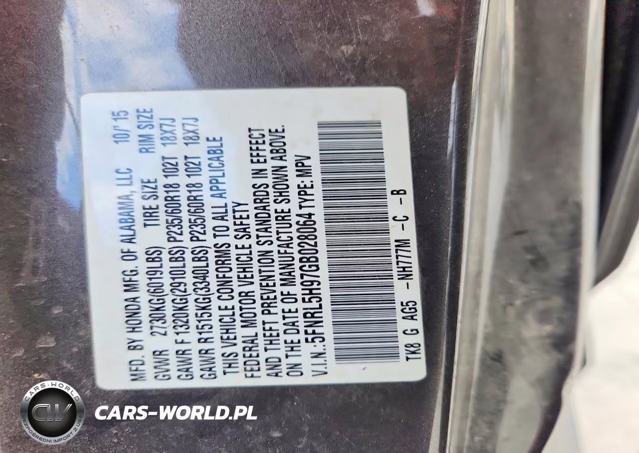 2016 Honda Odyssey Touring VIN:5FNRL5H97GB028064 - 13