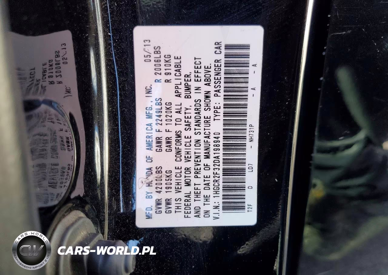 2013 Honda Accord Lx VIN:1HGCR2F32DA198940 - 12