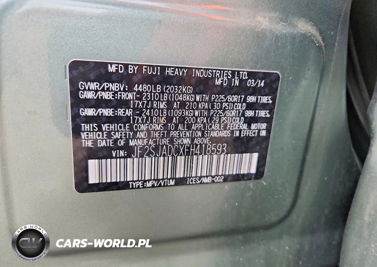 2015 Subaru Forester 2.5I Premium VIN:JF2SJADCXFH418593 - 13
