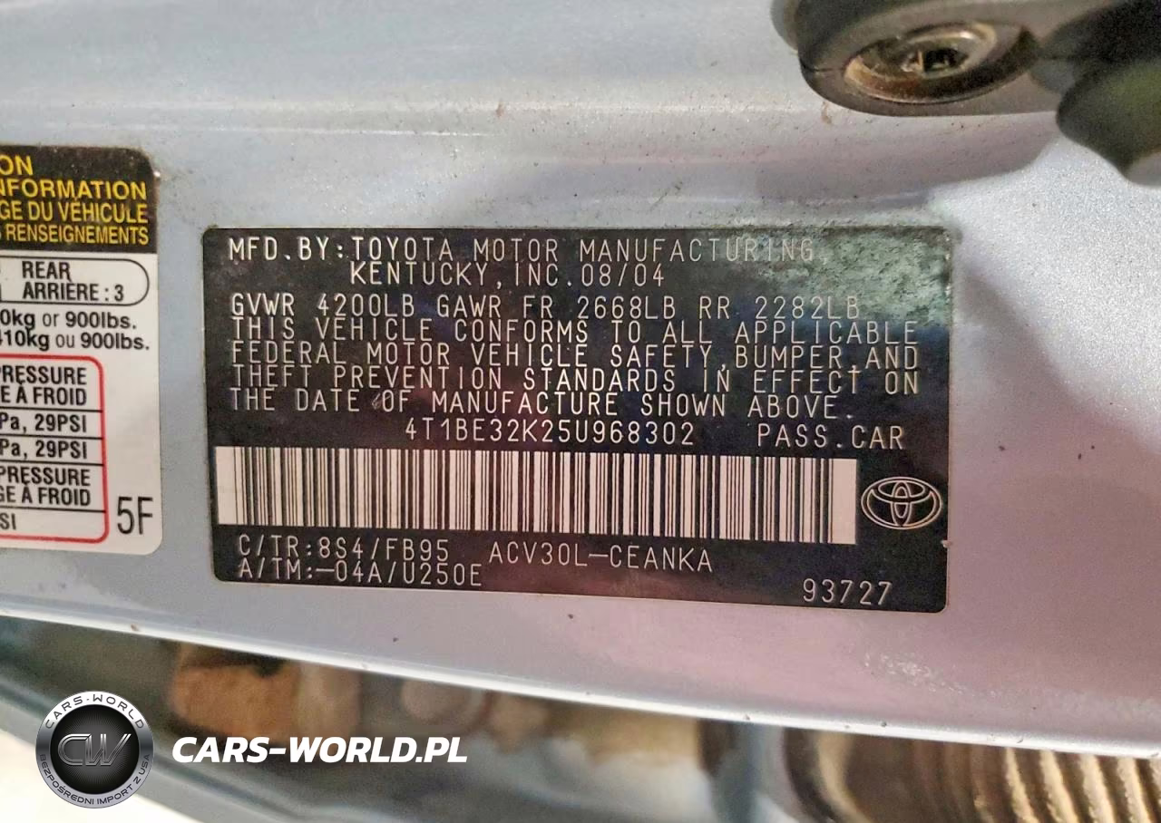 2005 Toyota Camry Le VIN:4T1BE32K25U968302 - 12