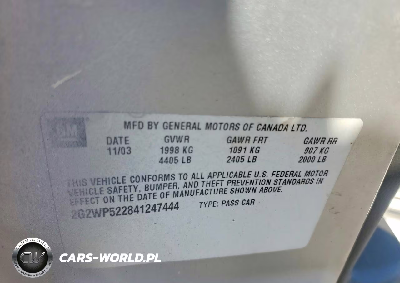 2004 Pontiac Grand Prix Gt VIN:2G2WP522941296314 - 12