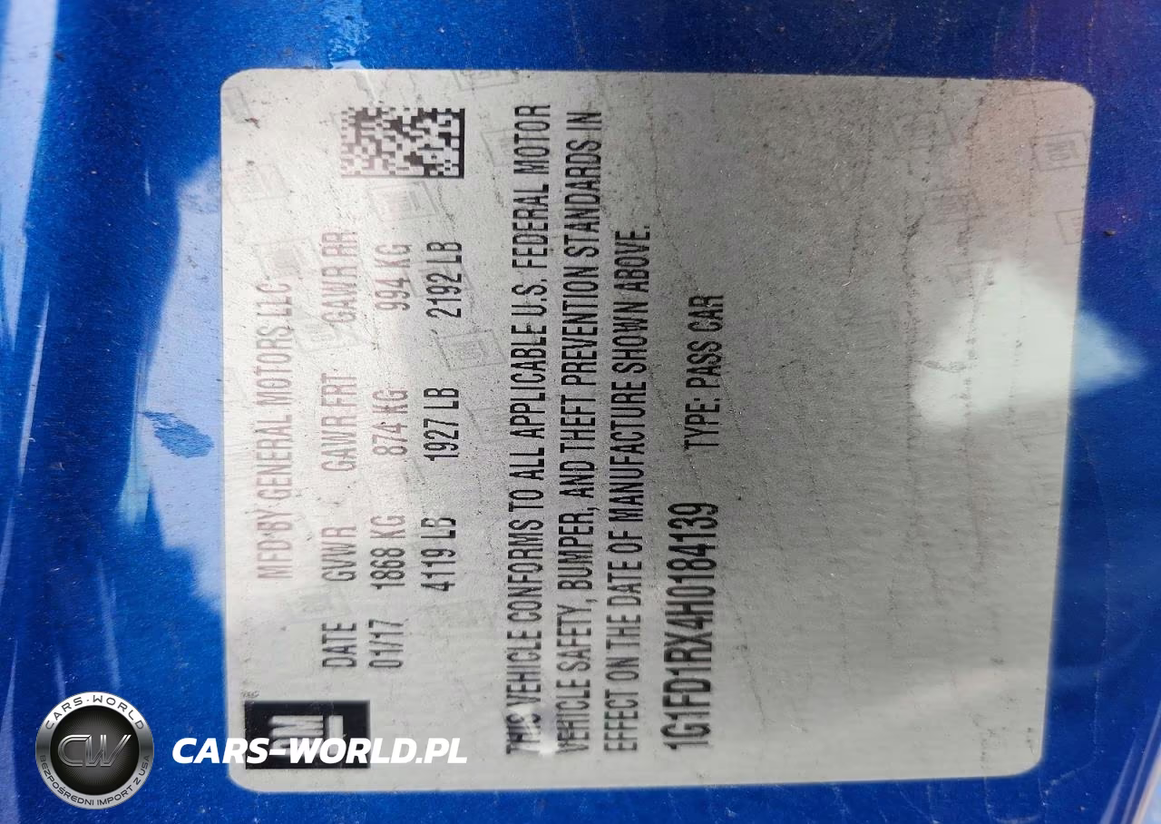 2017 Chevrolet Camaro Lt VIN:1G1FD1RX4H0184139 - 12