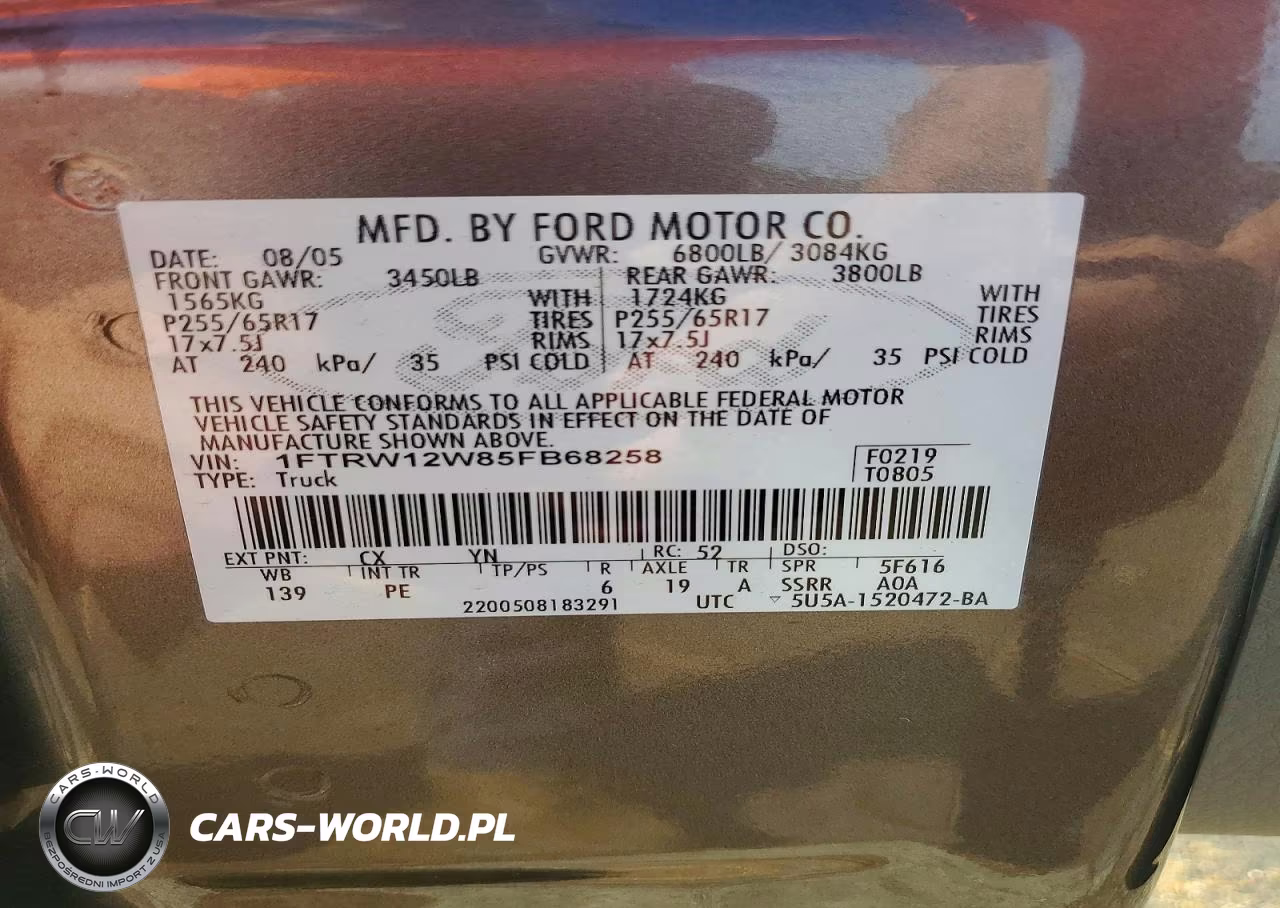 2005 Ford F150 Supercrew VIN:1FTRW12W85FB68258 - 12