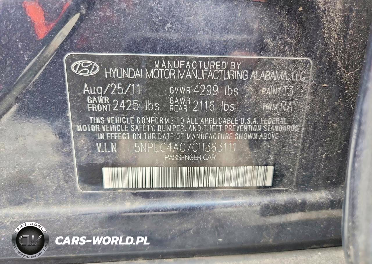 2012 Hyundai Sonata Limited VIN:5NPEC4AC7CH363111 - 12