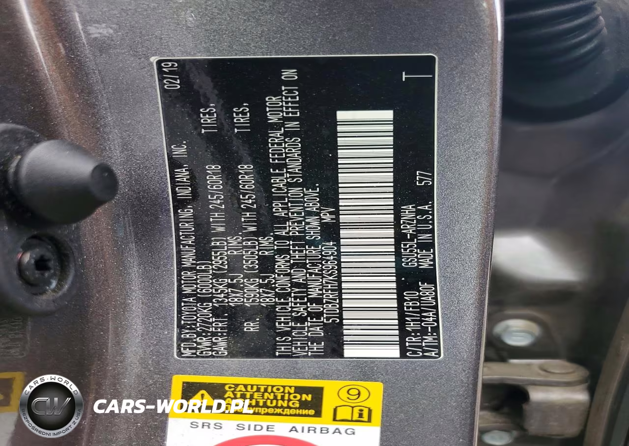 2019 Toyota Highlander Le VIN:5TDBZRFH7KS964904 - 13