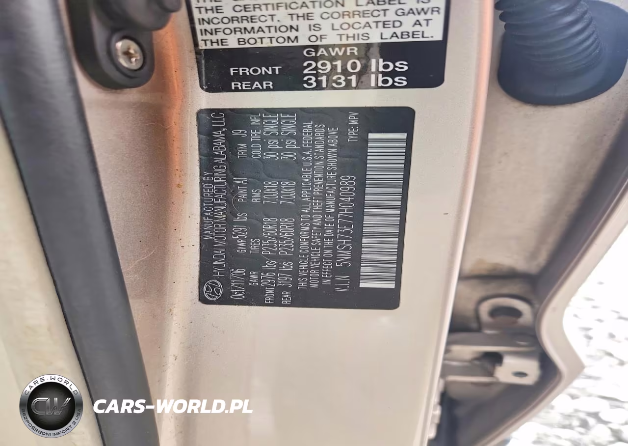 2007 Hyundai Santa Fe VIN:5NMSH73E77H040989 - 13