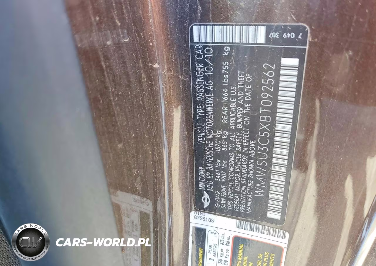 2011 Mini Cooper VIN:WMWSU3C5XBT092562 - 12