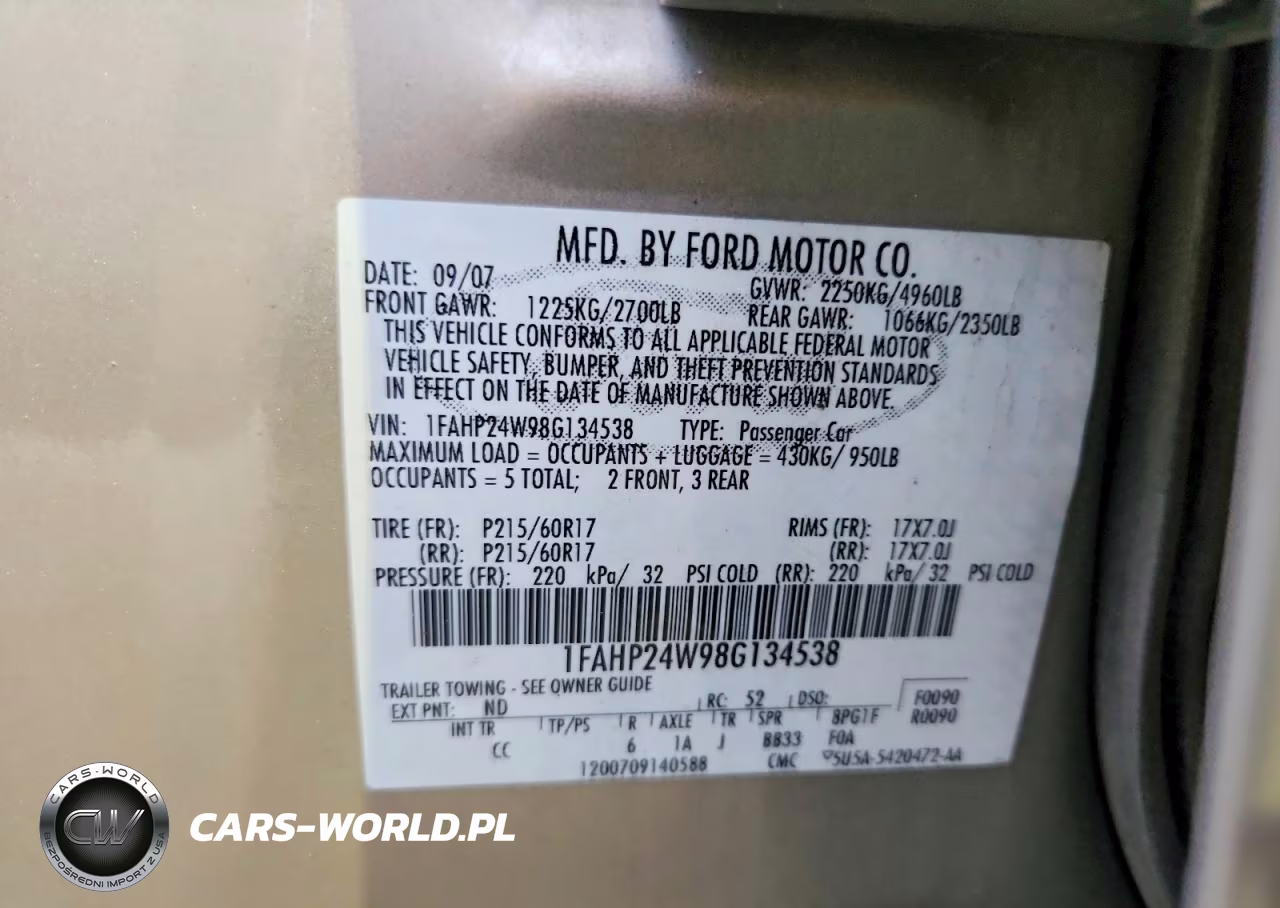 2008 Ford Taurus Sel VIN:1FAHP24W98G134538 - 13