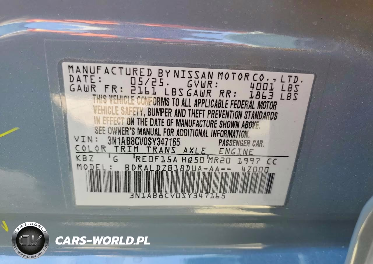 2025 Nissan Sentra Sv VIN:3N1AB8CV0SY347165 - 12