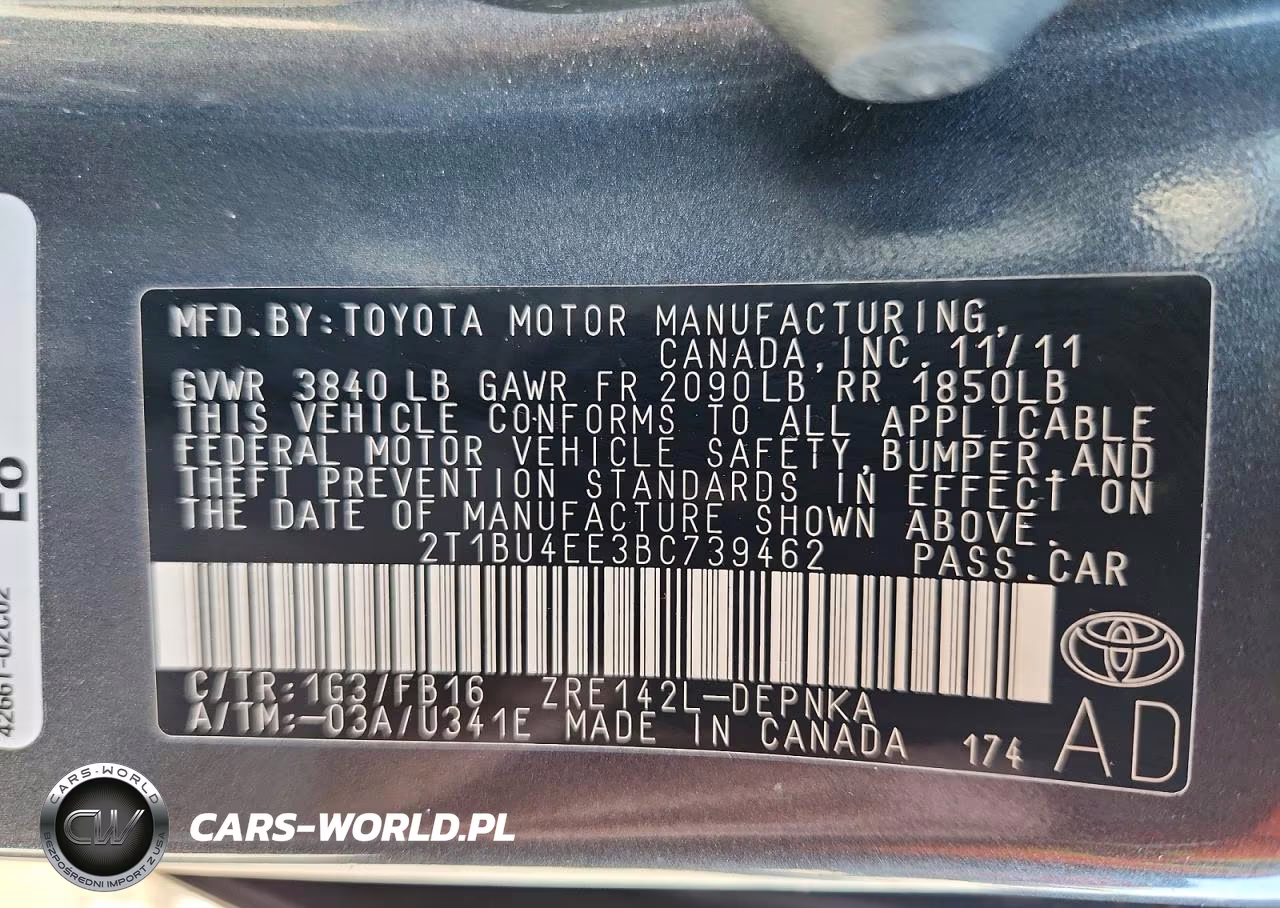 2011 Toyota Corolla Le VIN:2T1BU4EE3BC739462 - 12