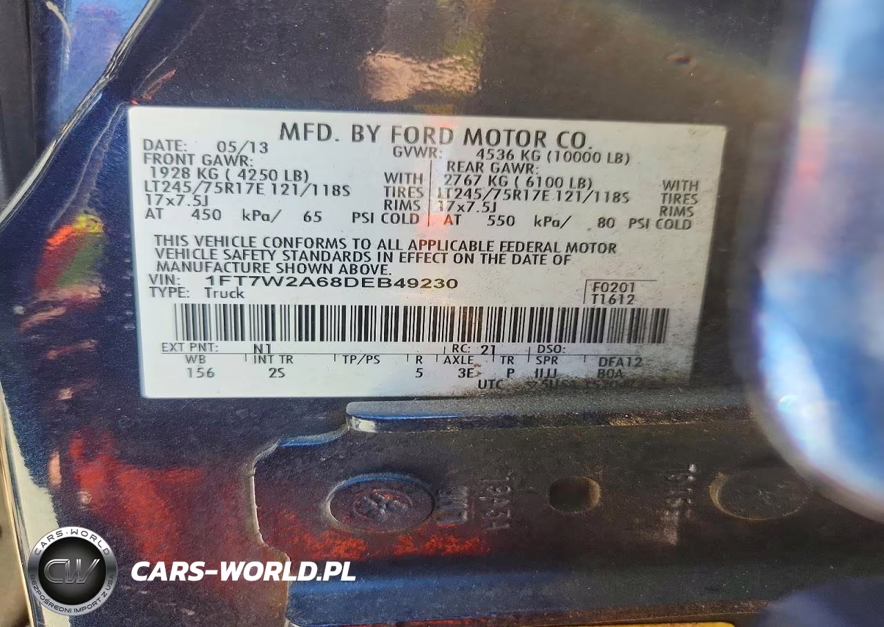 2013 Ford F250 Super Duty VIN:1FT7W2A68DEB49230 - 12