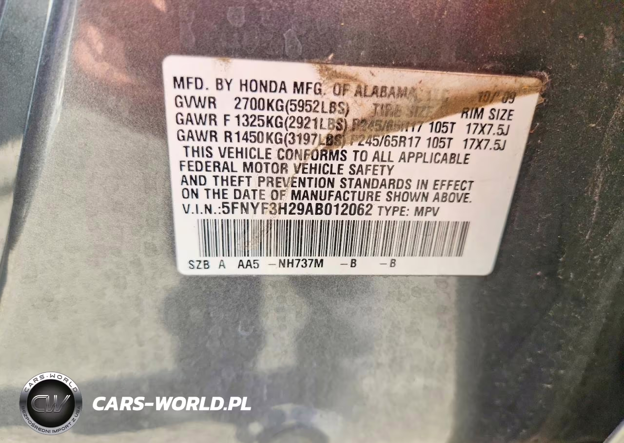 2010 Honda Pilot Lx VIN:5FNYF3H29AB012062 - 13