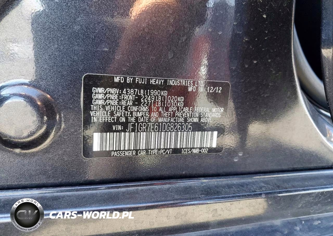 2013 Subaru Impreza Wrx VIN:JF1GR7E61DG826305 - 12