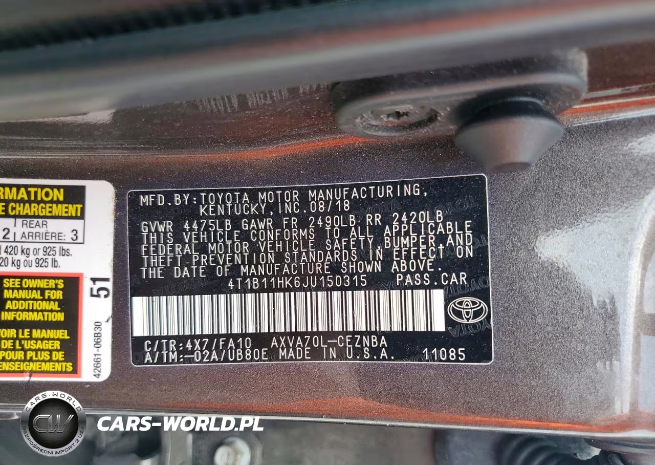 2018 Toyota Camry Le VIN:4T1B11HK6JU150315 - 13