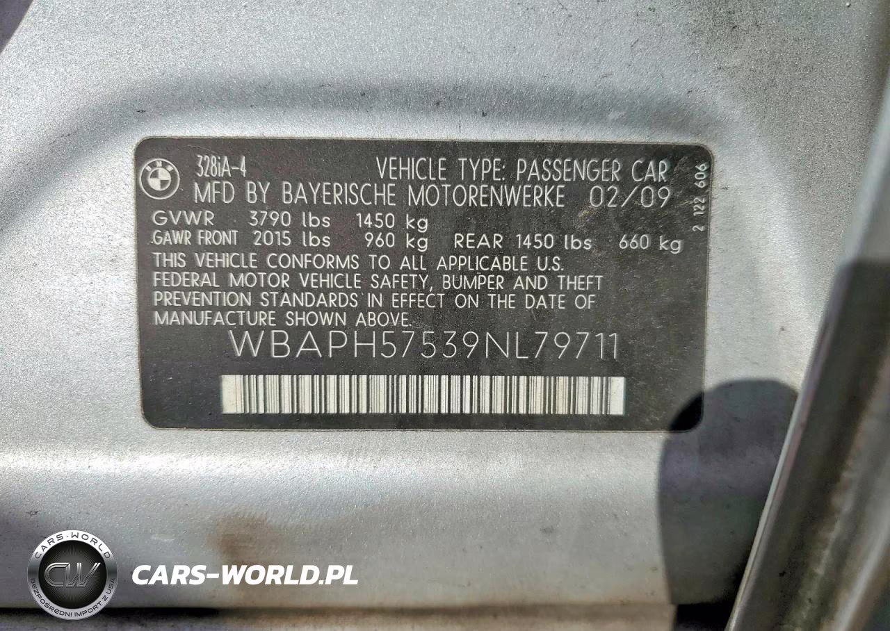 2009 BMW 328 I Sulev VIN:WBAPH57539NL79711 - 12
