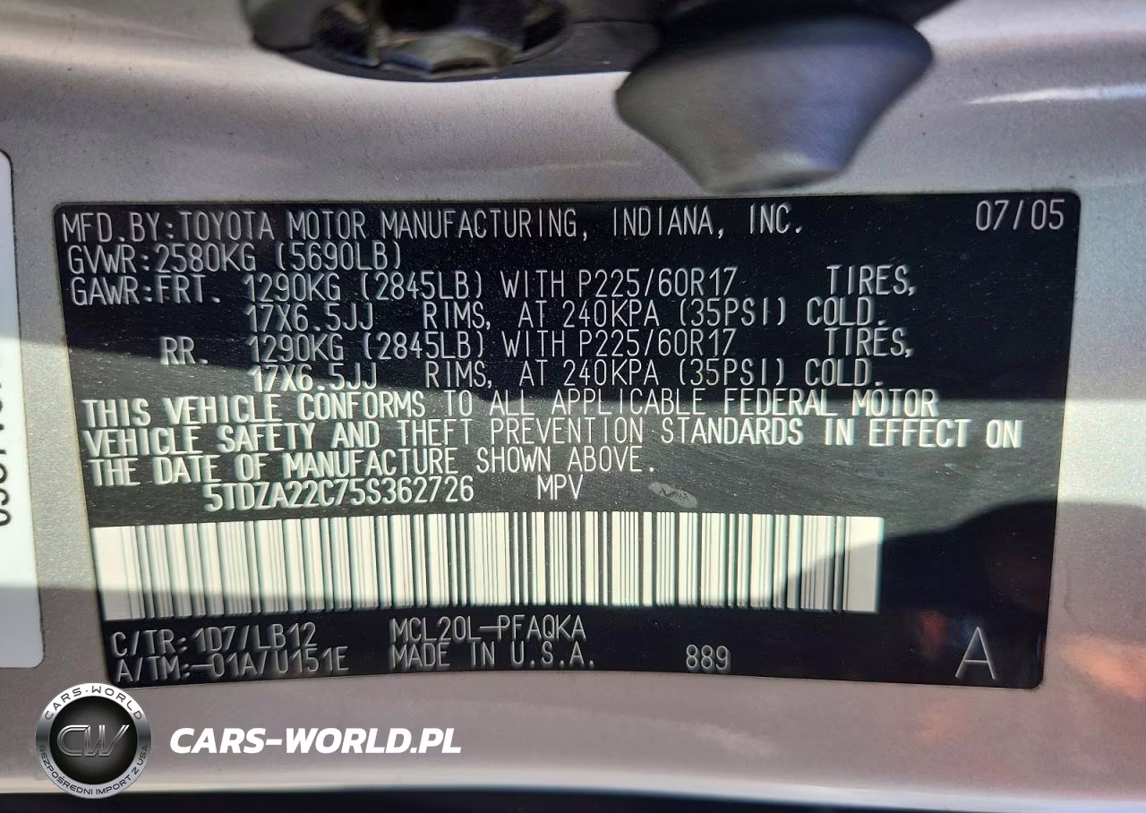 2005 Toyota Sienna Xle Limited 7 Passenger VIN:5TDZA22C75S362726 - 13