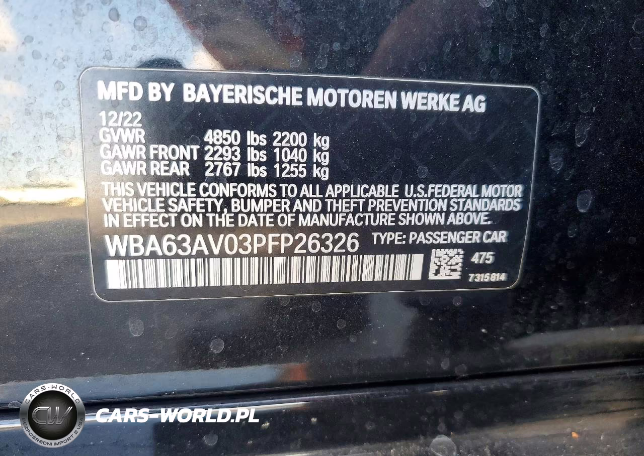 2023 BMW 430I Gran Coupe VIN:WBA63AV03PFP26326 - 12
