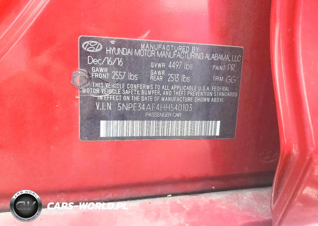2017 Hyundai Sonata Sport VIN:5NPE34AF4HH540103 - 12