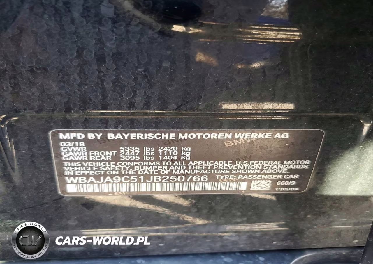 2018 BMW 530E VIN:WBAJA9C51JB250766 - 12