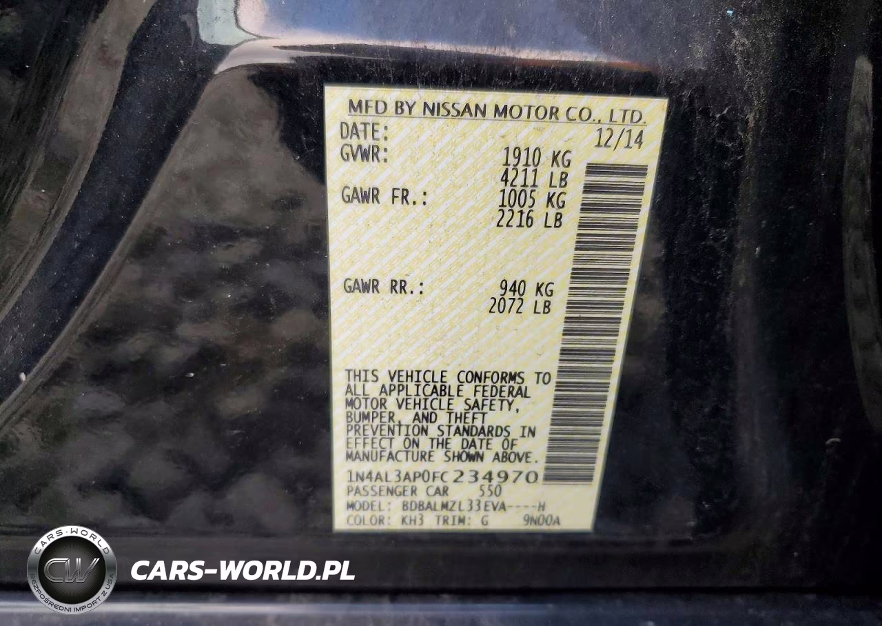 2015 Nissan Altima VIN:1N4AL3AP0FC234970 - 12