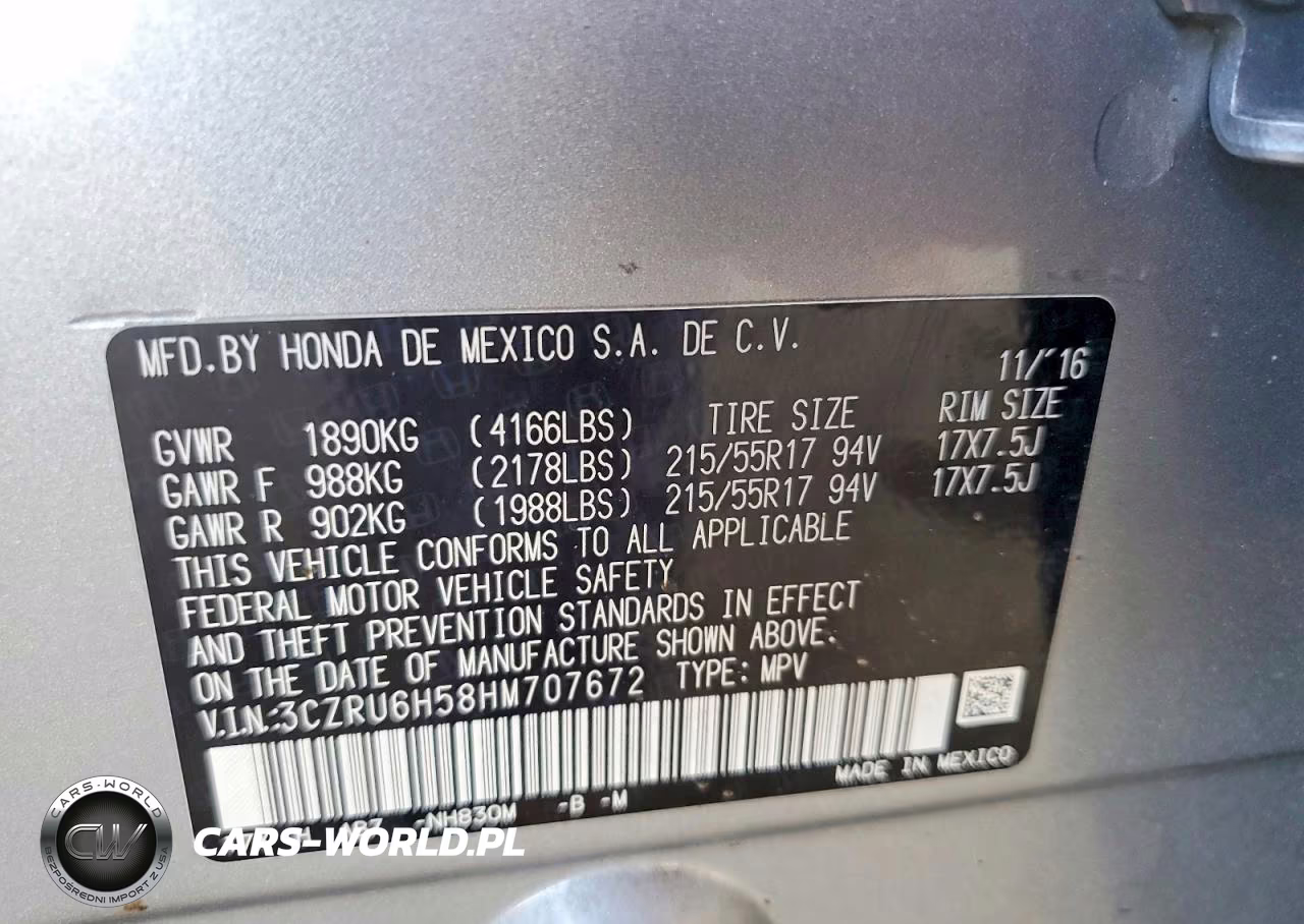 2017 Honda Hr-V Ex VIN:3CZRU6H58HM707672 - 13