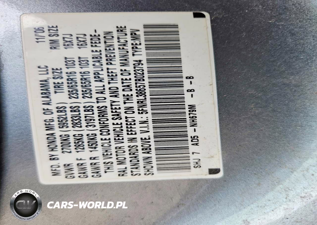 2007 Honda Odyssey Exl VIN:5FNRL38657B023794 - 13