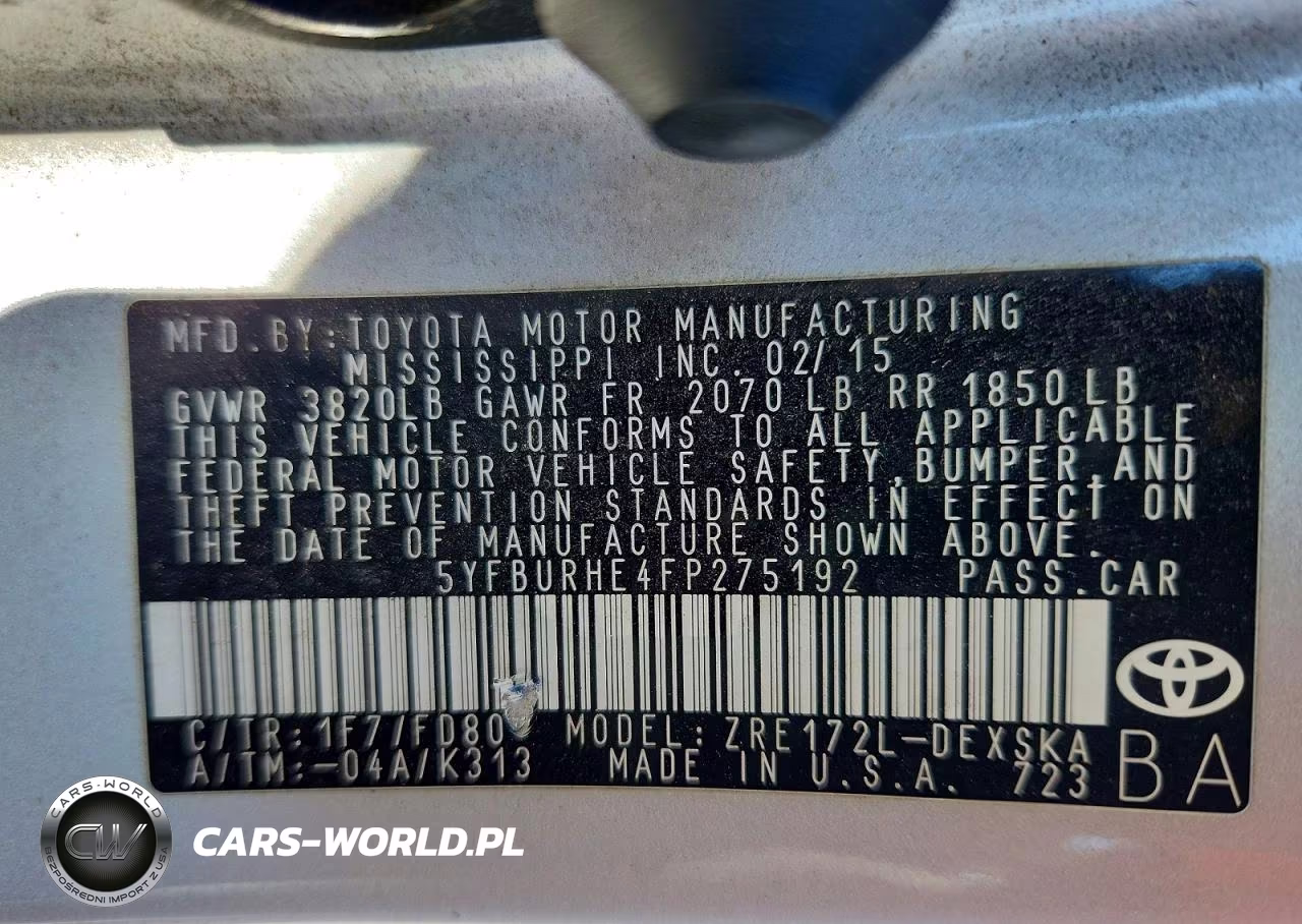 2015 Toyota Corolla S Plus VIN:5YFBURHE4FP275192 - 13