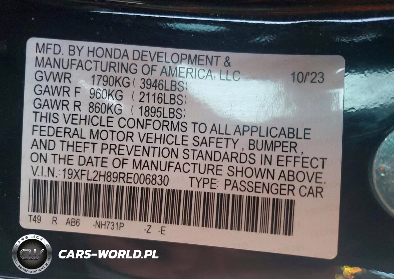 2024 Honda Civic Sport VIN:19XFL2H89RE006830 - 13
