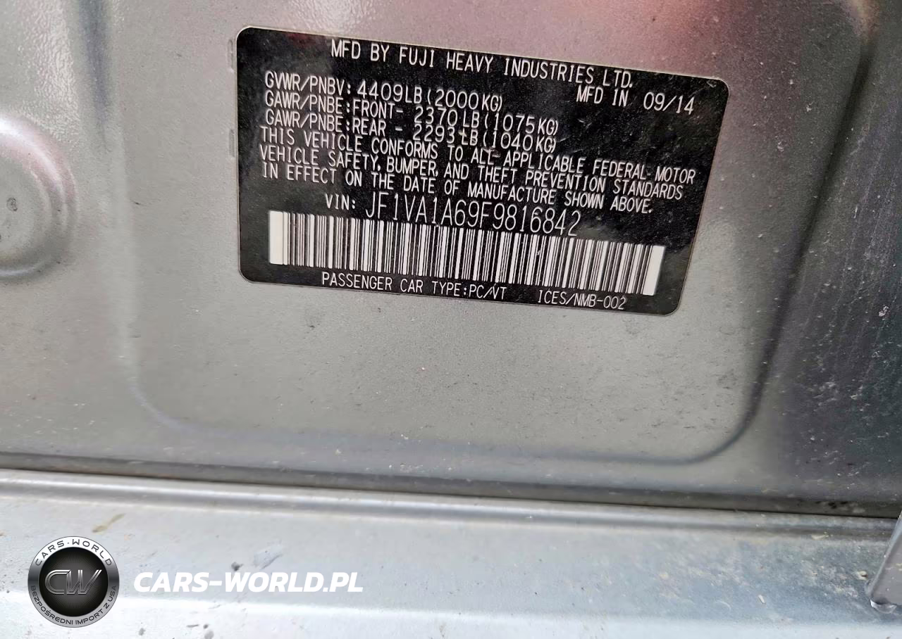 2015 Subaru Wrx VIN:JF1VA1A69F9816842 - 12