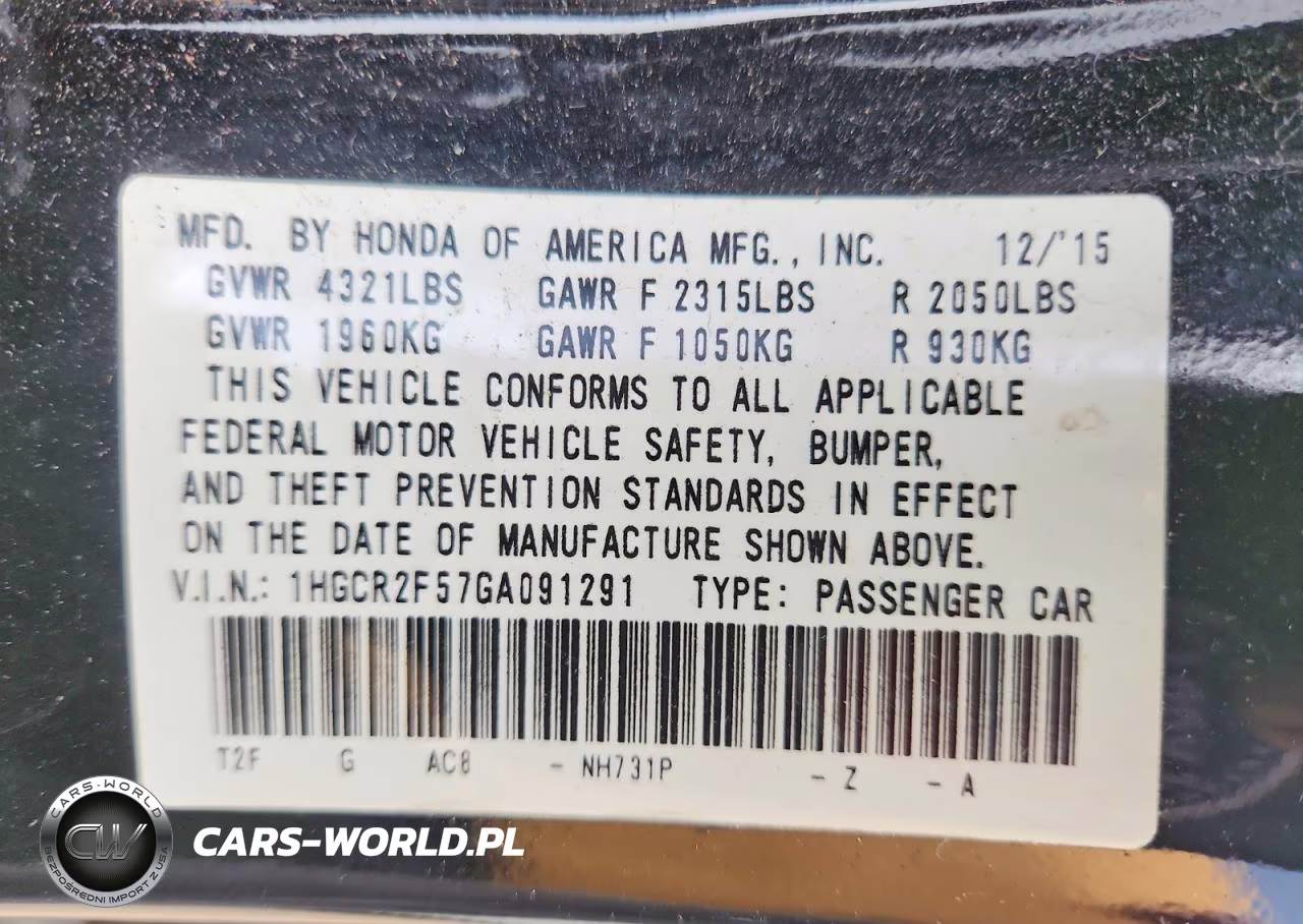2016 Honda Accord Sport VIN:1HGCR2F57GA091291 - 12