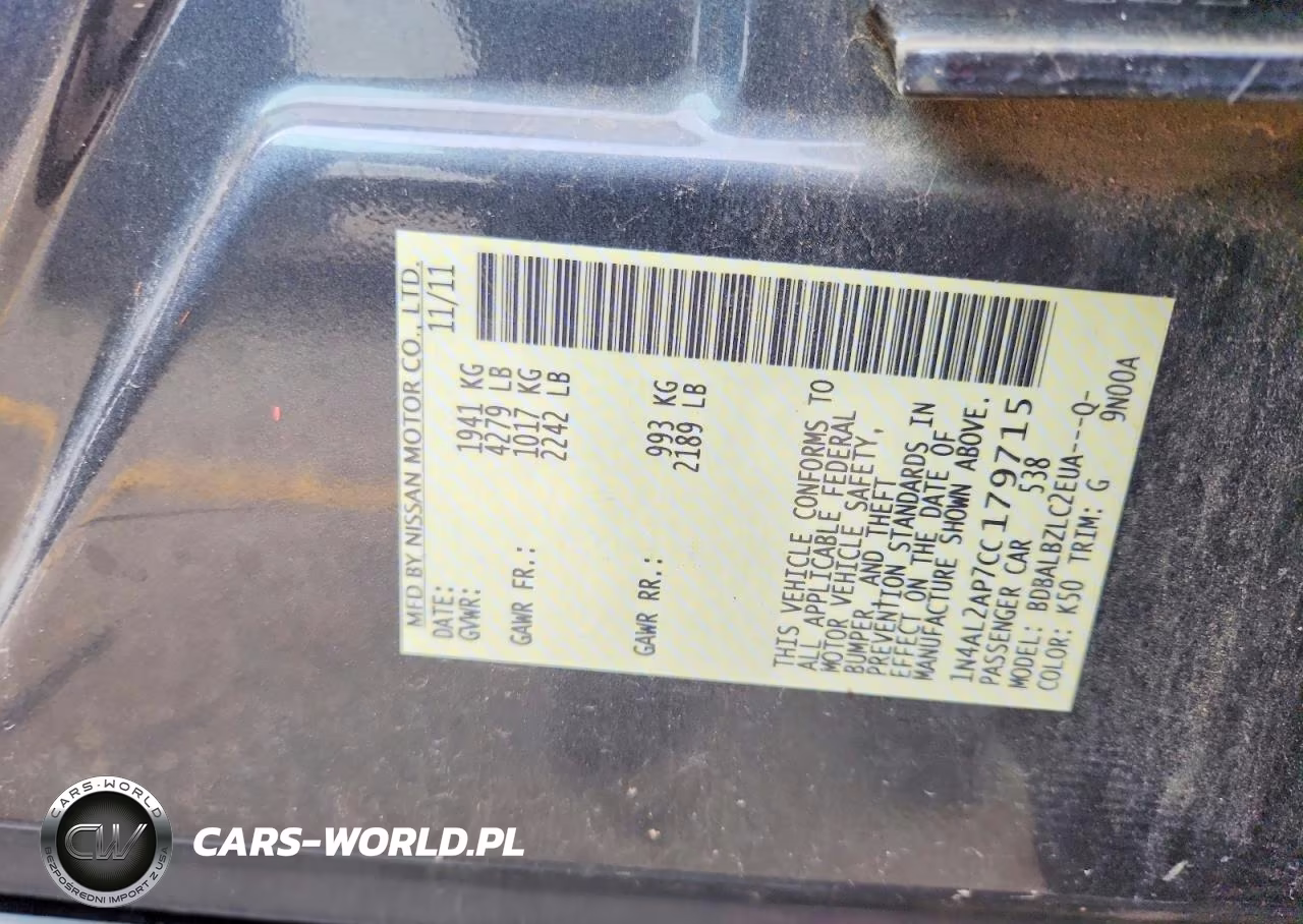2012 Nissan Altima 2.5 VIN:1N4AL2AP7CC179715 - 12