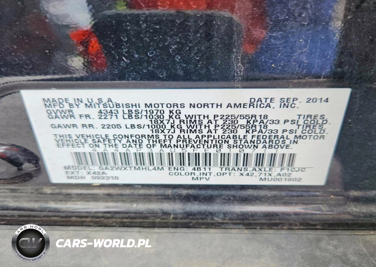 2015 Mitsubishi Outlander Sport Es VIN:4A4AP3AU5FE010711 - 13