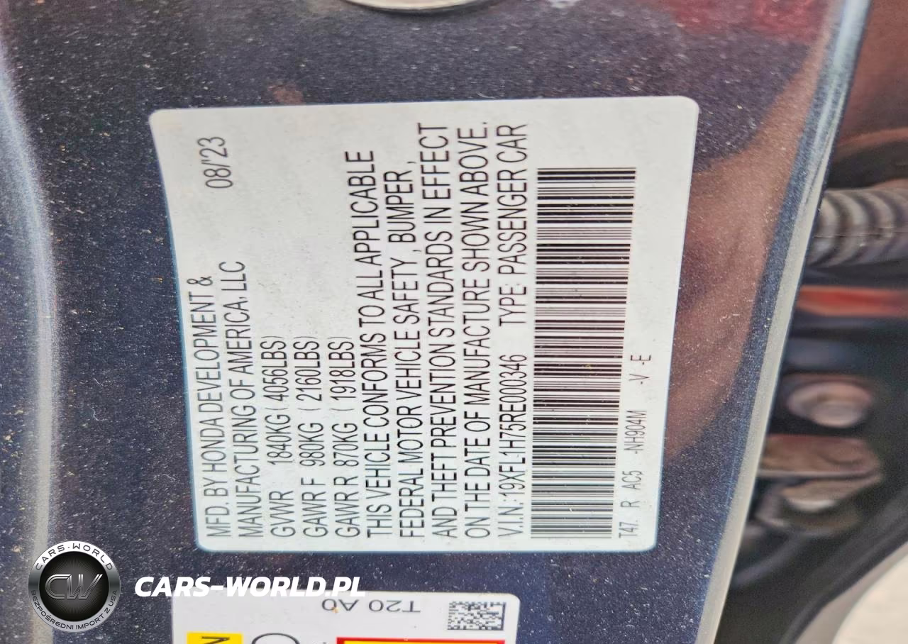 2024 Honda Civic Exl VIN:19XFL1H75RE000346 - 12