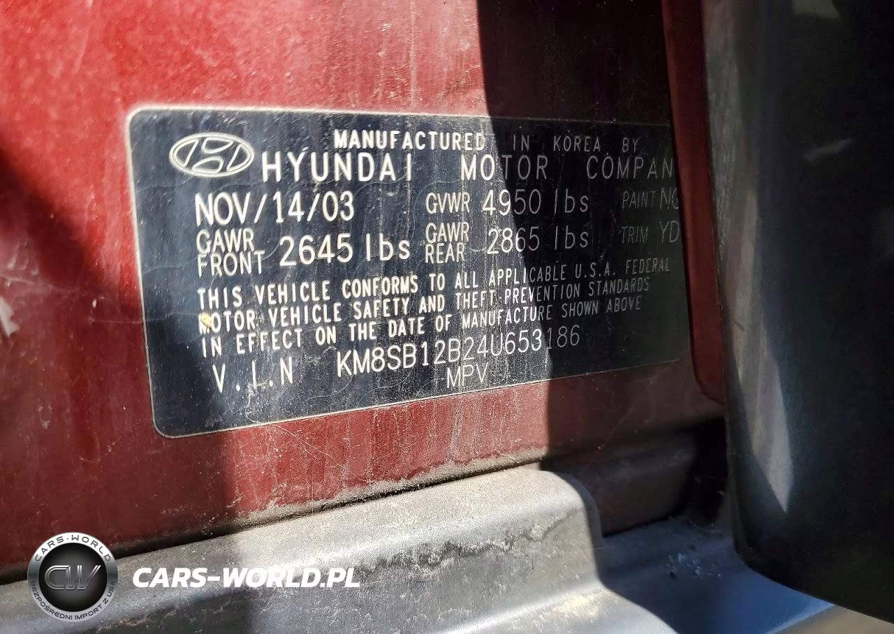 2004 Hyundai Santa Fe Base VIN:KM8SB12B24U653186 - 13