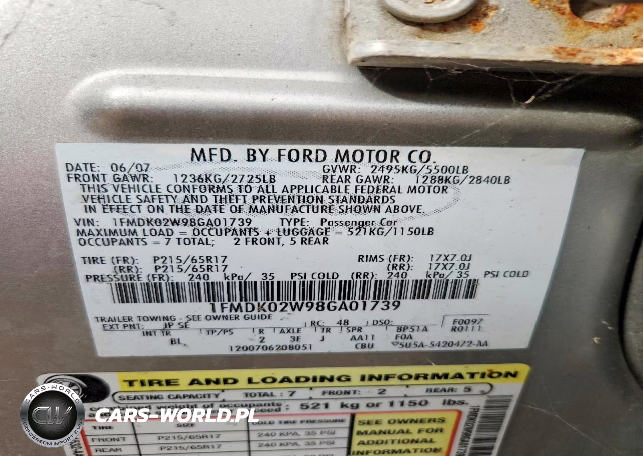 2008 Ford Taurus X Sel VIN:1FMDK02W98GA01739 - 13