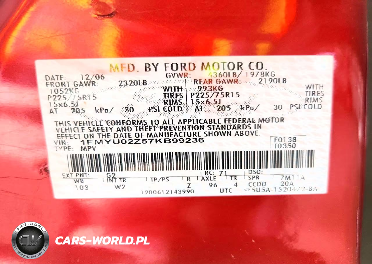 2007 Ford Escape Xls VIN:1FMYU02Z57KB99236 - 12